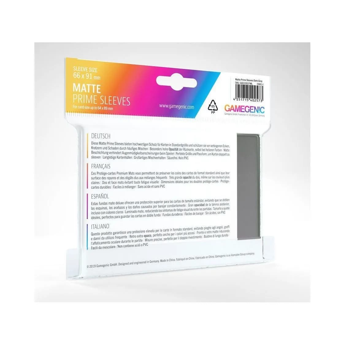 Gamegenic Matte Prime Sleeves (100-Pack) - Dark Grey - Image 2